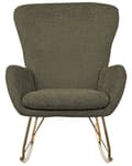 Miniatyrbilde 4 av 10: Gyngestol Mørkegrønn Boucle Stofftrekk Metallben Skøyter Tradisjonell Retro Design
