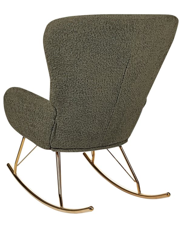 Gyngestol Mørkegrønn Boucle Stofftrekk Metallben Skøyter Tradisjonell Retro Design