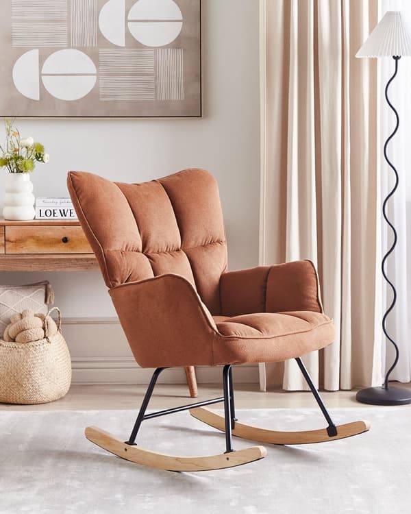Gyngestol Brun Stoff Tre Moderne design Soverom Stue Lenestol Innredning
