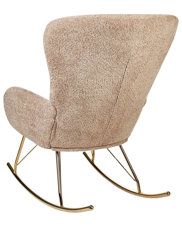Gyngestol Beige Boucle Stofftrekk Metallben Skøyter Tradisjonell Retro Design