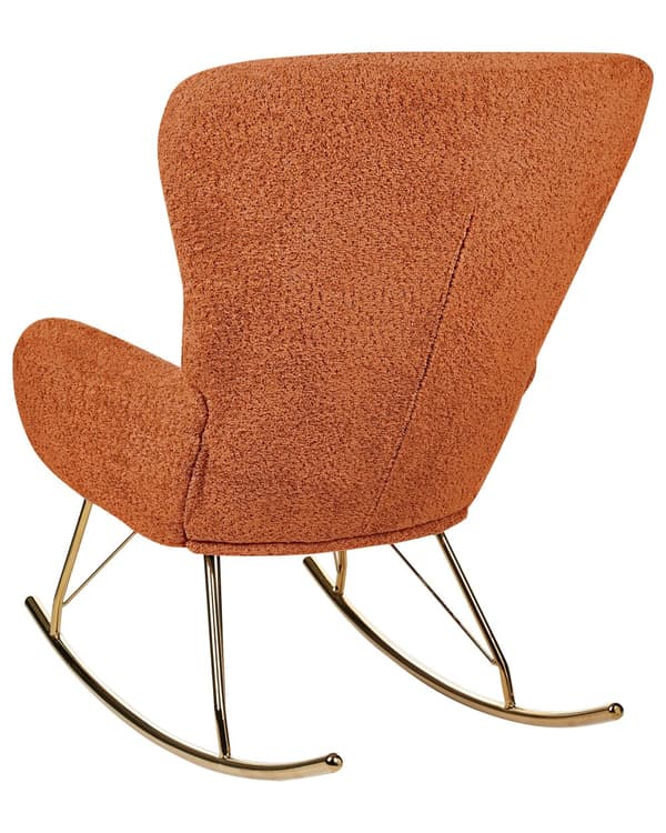 Gyngestol Oransje Boucle Stofftrekk Metallben Skøyter Tradisjonell Retro Design