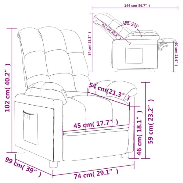 Reclinerfåtölj taupe tyg