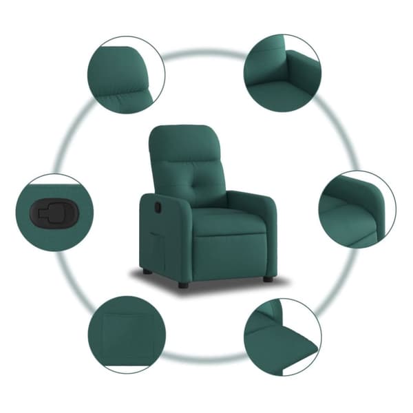 Reclinerfåtölj mörkgrön tyg
