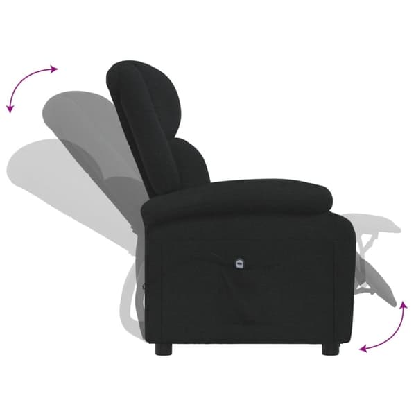 Elektrisk reclinerfåtölj svart tyg
