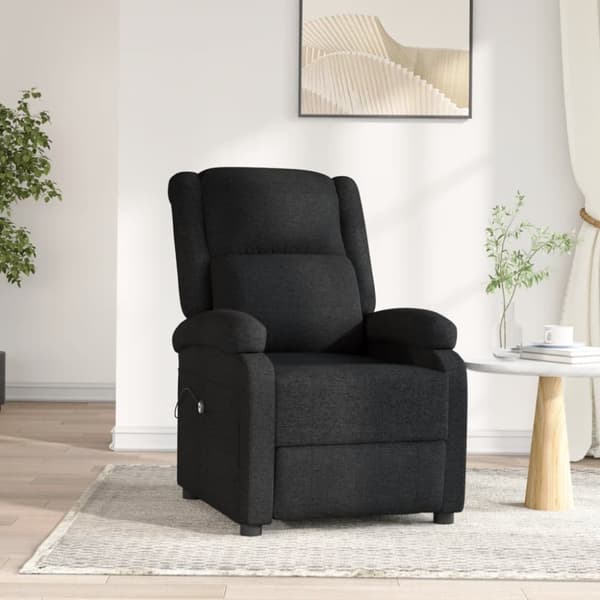 Elektrisk reclinerfåtölj svart tyg