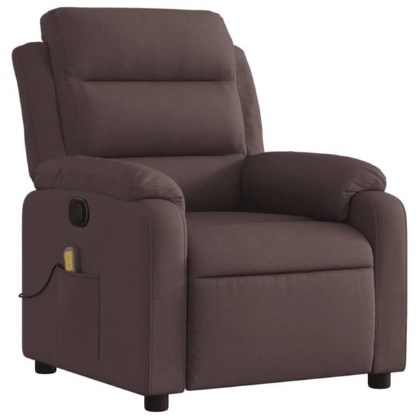 Massagefåtölj mörkbrun tyg