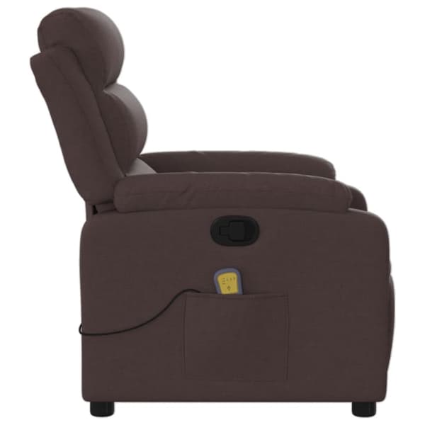 Massagefåtölj mörkbrun tyg