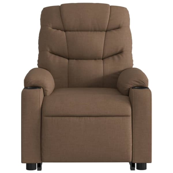 Reclinerfåtölj med uppresningshjälp brun tyg