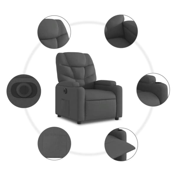 Elektrisk reclinerfåtölj svart tyg