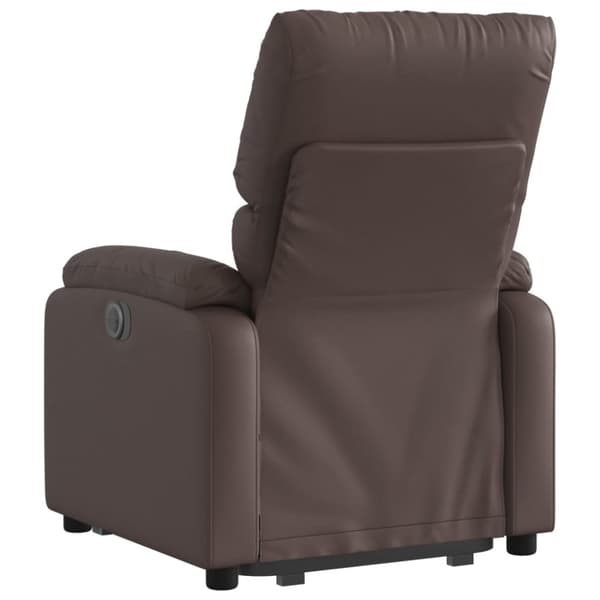 Reclinerfåtölj med uppresningshjälp brun konstläder