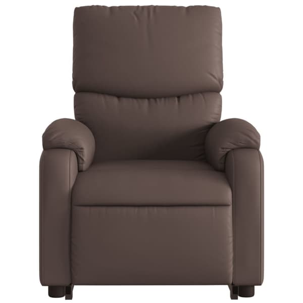 Reclinerfåtölj med uppresningshjälp brun konstläder