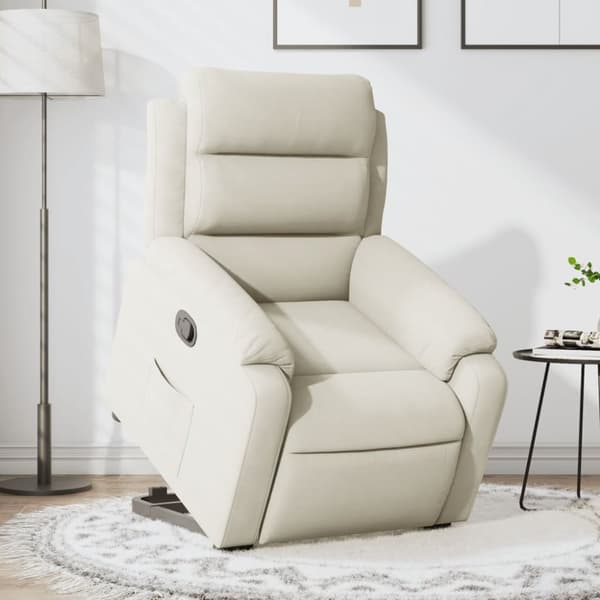 Reclinerfåtölj med uppresningshjälp gräddvit sammet