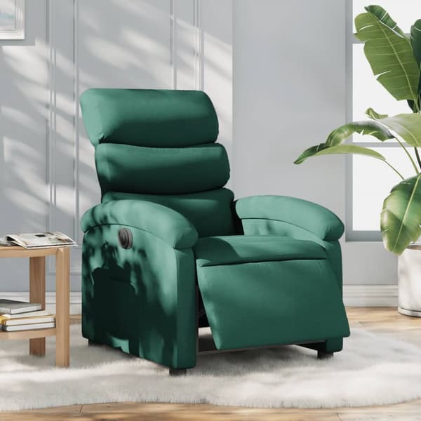 Elektrisk reclinerfåtölj mörkgrön tyg