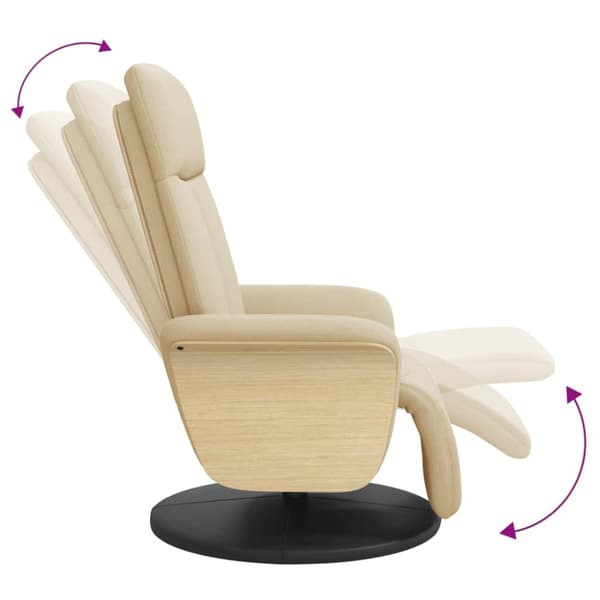 Reclinerfåtölj med fotpall gräddvit tyg