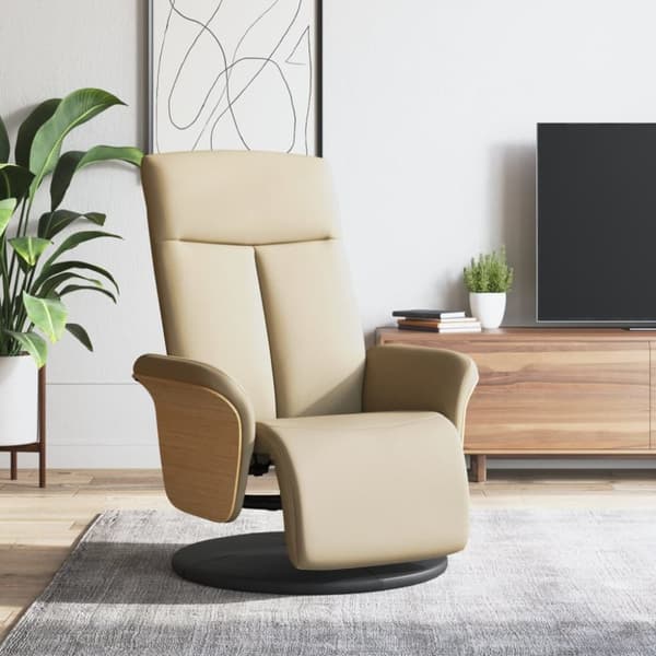 Reclinerfåtölj med fotpall gräddvit tyg