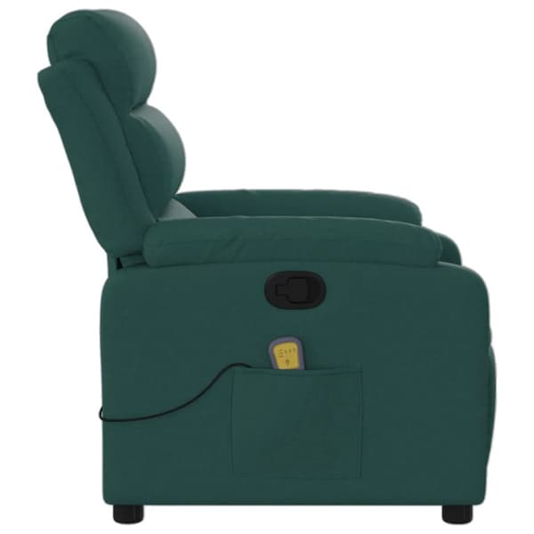 Massagefåtölj mörkgrön tyg