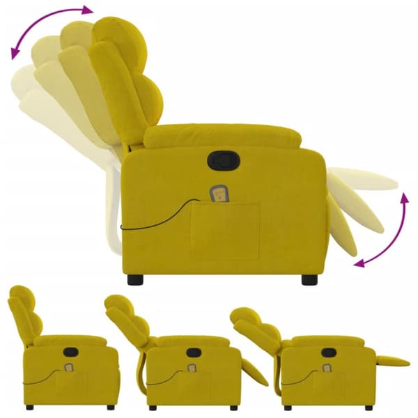 Massagefåtölj gul sammet