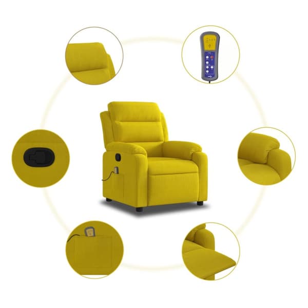 Massagefåtölj gul sammet