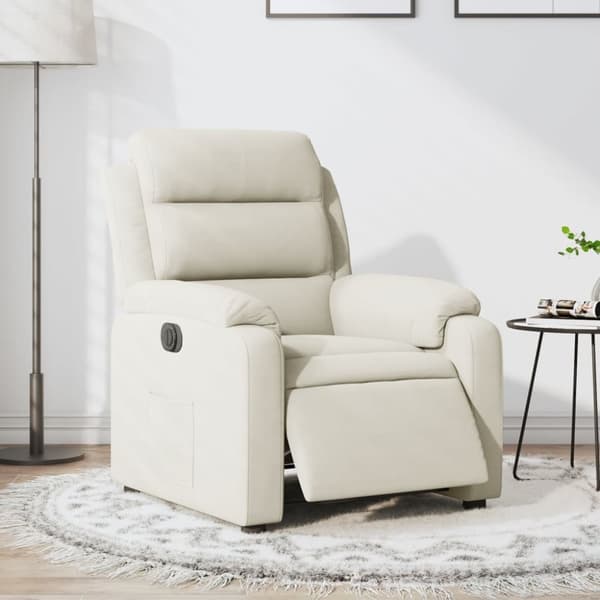 Elektrisk reclinerfåtölj gräddvit sammet