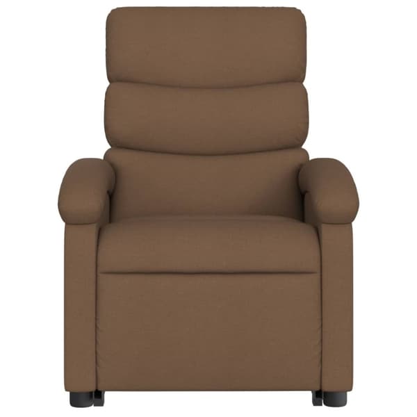 Reclinerfåtölj med uppresningshjälp brun tyg