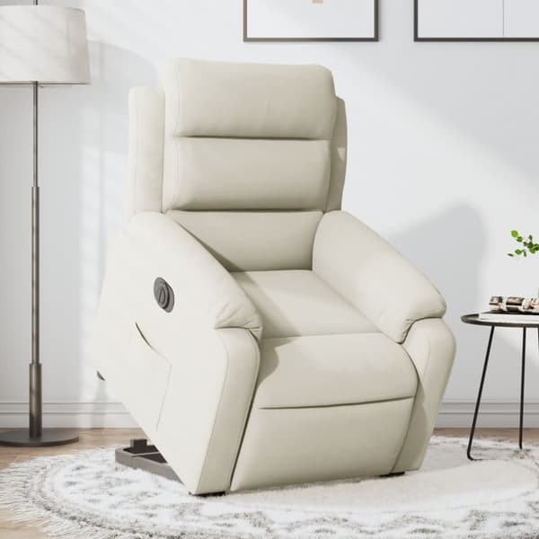 lænestol med løftefunktion velour cremefarvet