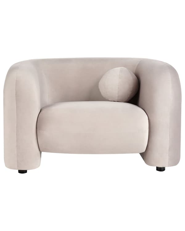 Lenestol Taupe Fløyel Stoff Myk Nubby med Ekstra Puter Retro Glam Art Dekor Stue