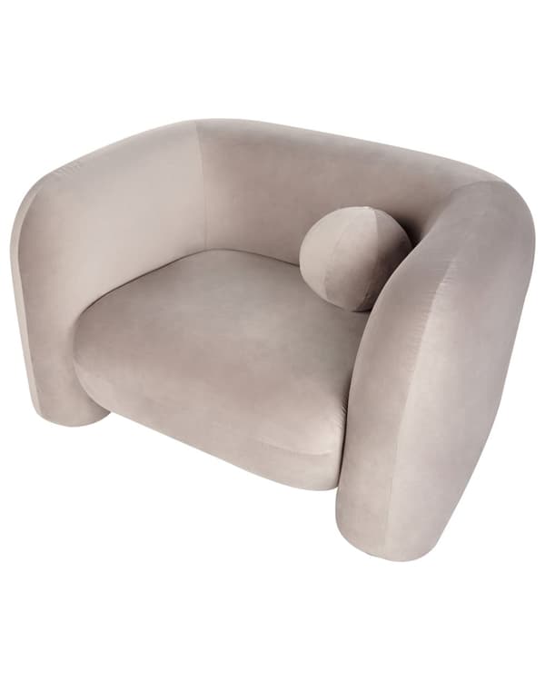 Lenestol Taupe Fløyel Stoff Myk Nubby med Ekstra Puter Retro Glam Art Dekor Stue