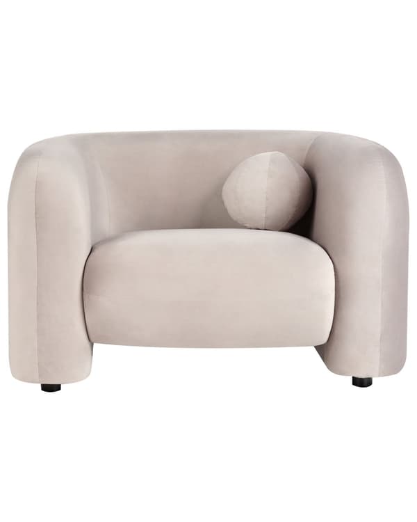 Fåtölj Sammet Taupe med Prydnadskudde Retro Glam Art Déco Vardagsrum