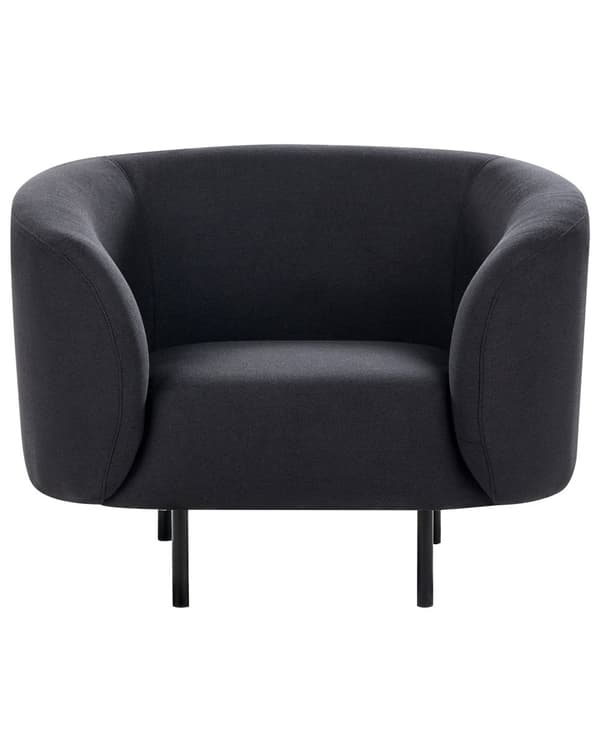 Lenestol Svart Polyester Stoff Myke Svarte Ben Retro Glam Art Dekor Stil