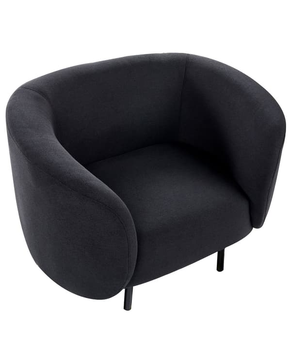Fåtölj Beige och Svart Polyestertyg Mjuk Nubby Svarta Ben Retro Glam Art Deco Design