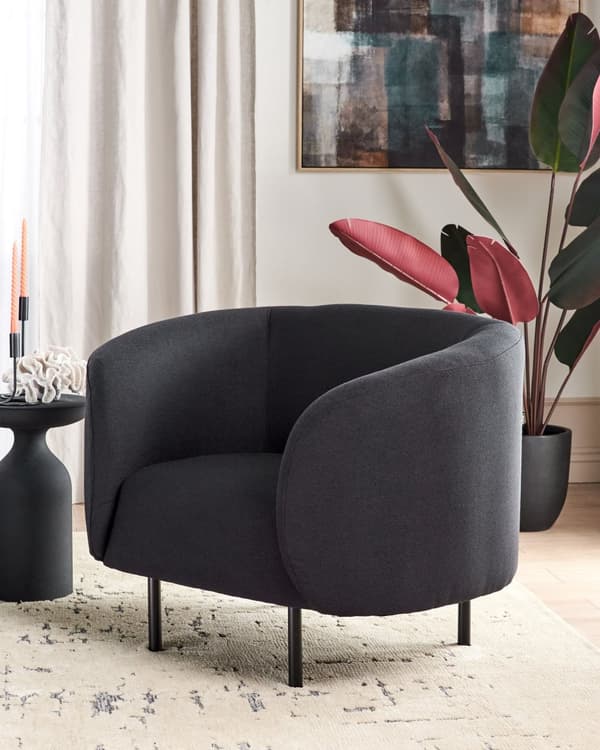 Fåtölj Beige och Svart Polyestertyg Mjuk Nubby Svarta Ben Retro Glam Art Deco Design
