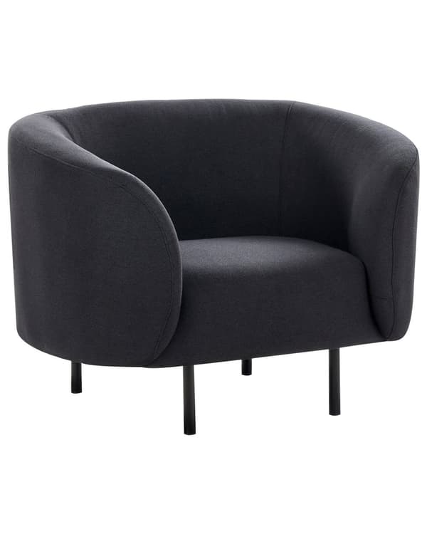 Fåtölj Beige och Svart Polyestertyg Mjuk Nubby Svarta Ben Retro Glam Art Deco Design