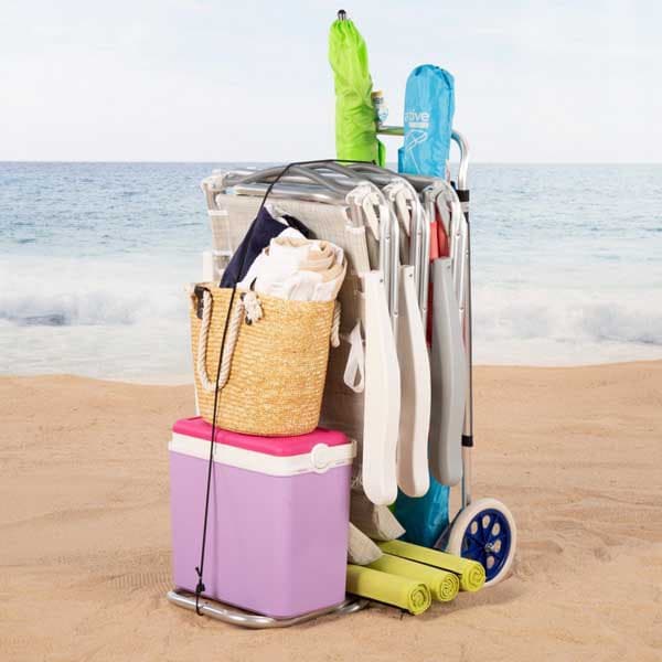 Aktive 62683 47x75x104 Cm Sammenklappelig Strandvogn Med Store Hjul