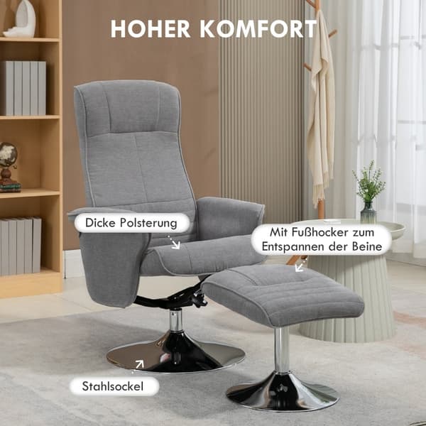 Rootz vilstol med pall - Snurrstol - Tiltbart ryggstöd - Ultramjuk stoppning - 69cm x 71cm x 104cm - Sammetstyg - Grå