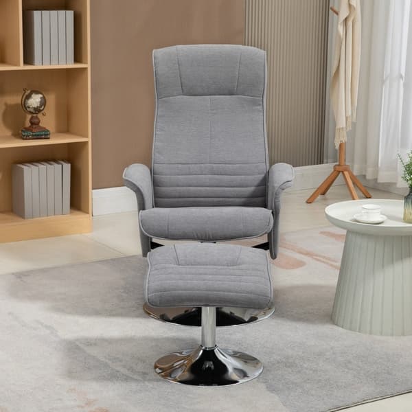 Rootz vilstol med pall - Snurrstol - Tiltbart ryggstöd - Ultramjuk stoppning - 69cm x 71cm x 104cm - Sammetstyg - Grå