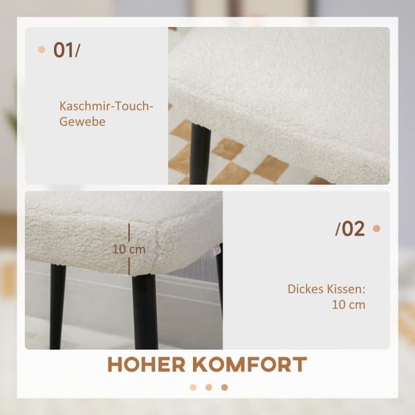 Rootz Cashmere Look -jalkaratas - Kermanvalkoinen - Accent-tuoli - Lisäistuin - Eleganssia ja mukavuutta - 42cm x 42cm x 47cm