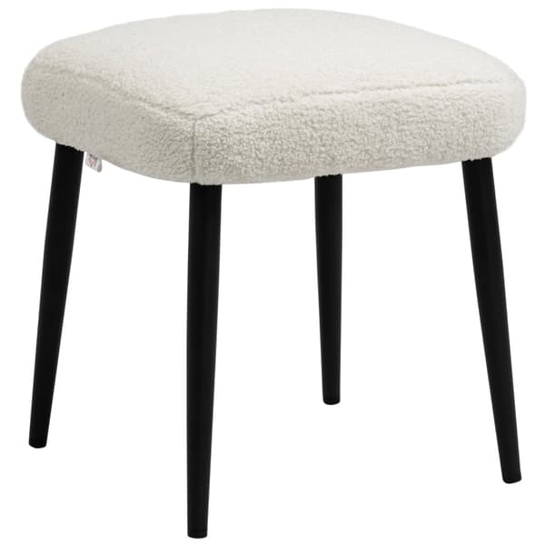 Rootz Cashmere Look Fotpall - Creme White - Accent Chair - Extra sittplatser - Elegans och komfort - 42cm x 42cm x 47cm