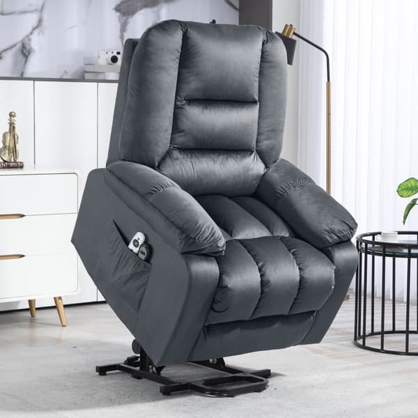 Rootz Elektrisk TV-stol med stå-op-støtte - Hvilestol - Liftstol - Ultimativ komfort - Blidt løft - Vibrerende massage - 85 cm x 94 cm x 107 cm - Fløj