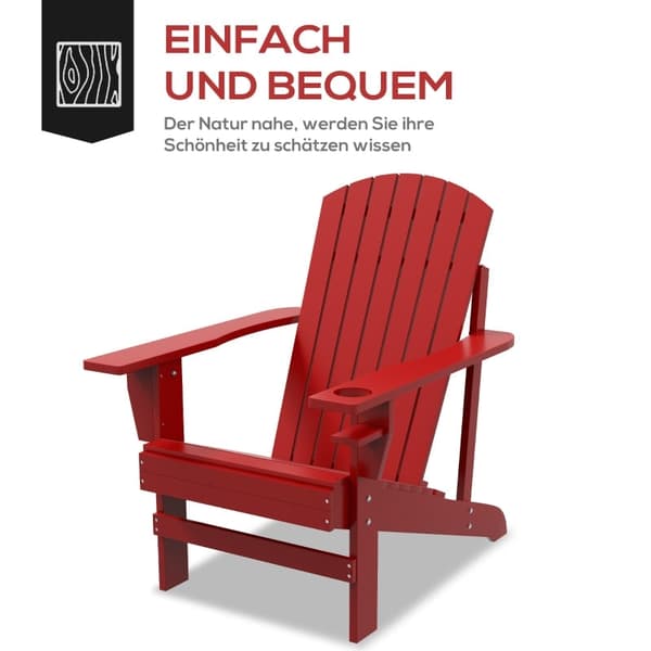 Rootz Adirondack Gartenstuhl - Outdoor-Sessel - Trädgårdsstol - Komfort & Stil - Granträ - 72L x 94W x 93H cm
