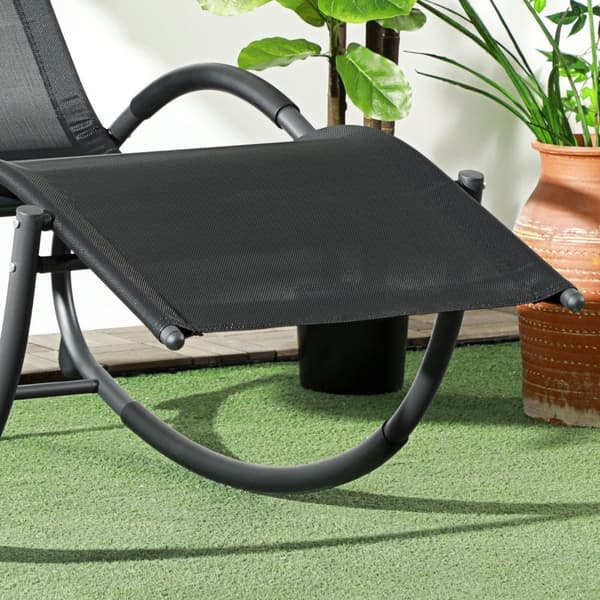 Rootz gungstol - Trädgårdsstol - Solstol - Ergonomisk design - Andningsbart tyg - 155cm x 61cm x 88cm - Svart