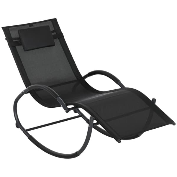 Rootz gungstol - Trädgårdsstol - Solstol - Ergonomisk design - Andningsbart tyg - 155cm x 61cm x 88cm - Svart