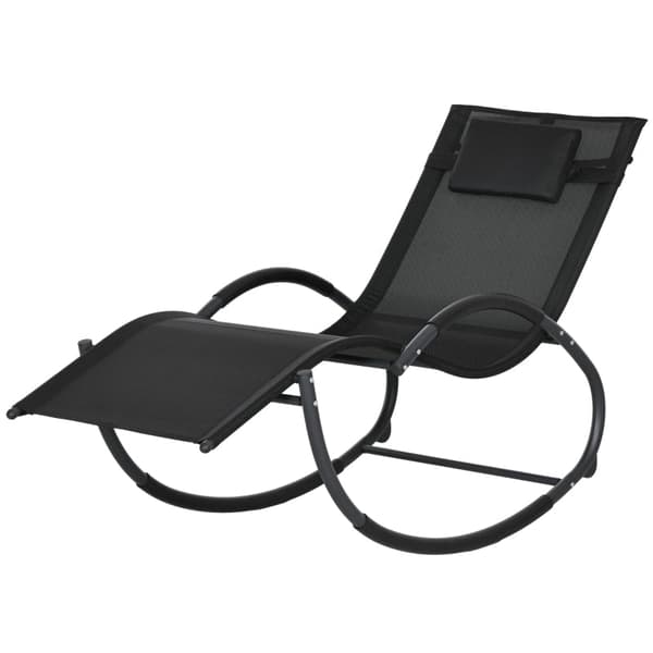 Rootz gungstol - Trädgårdsstol - Solstol - Ergonomisk design - Andningsbart tyg - 155cm x 61cm x 88cm - Svart