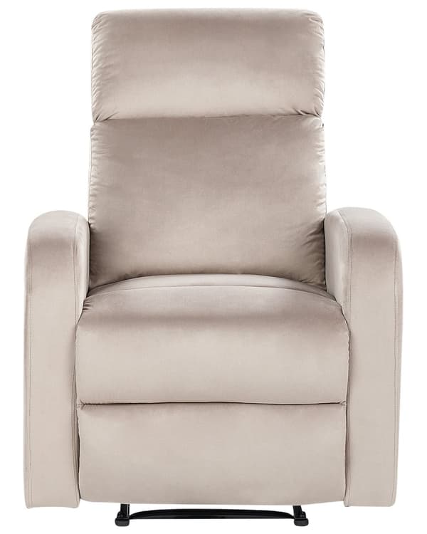 Manuell Hvilestol Beige Fløyel Polstret Enkeltsete Moderne Design Relax Funksjon