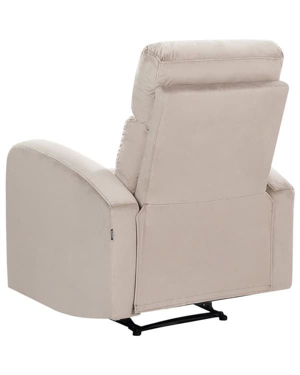 Manuell Hvilestol Beige Fløyel Polstret Enkeltsete Moderne Design Relax Funksjon