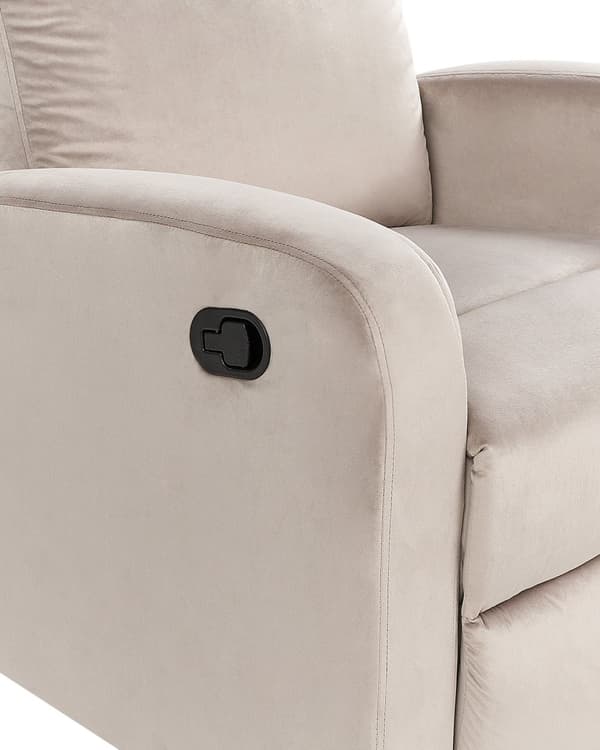 Manuell Hvilestol Beige Fløyel Polstret Enkeltsete Moderne Design Relax Funksjon