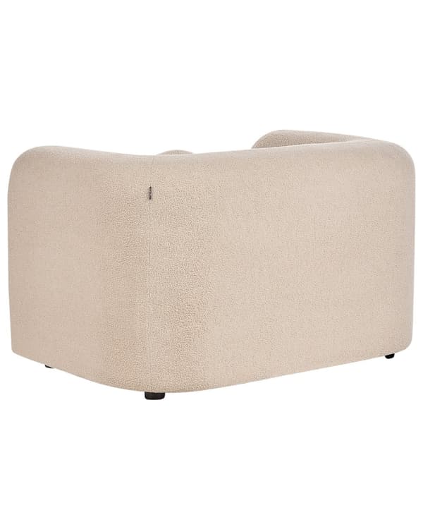 Fåtölj Bouclé Beige med Prydnadskudde Retro Glam Art Déco Vardagsrum