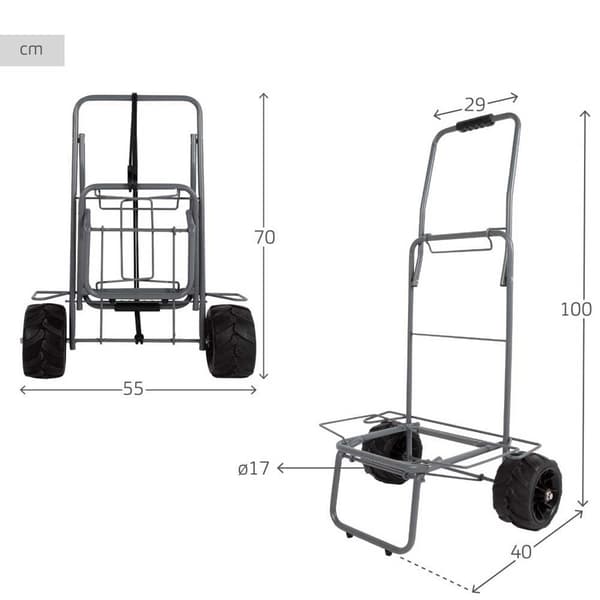 Aktive 62377 55x40x100 Cm Sammenklappelig Strandvogn Med Store Hjul