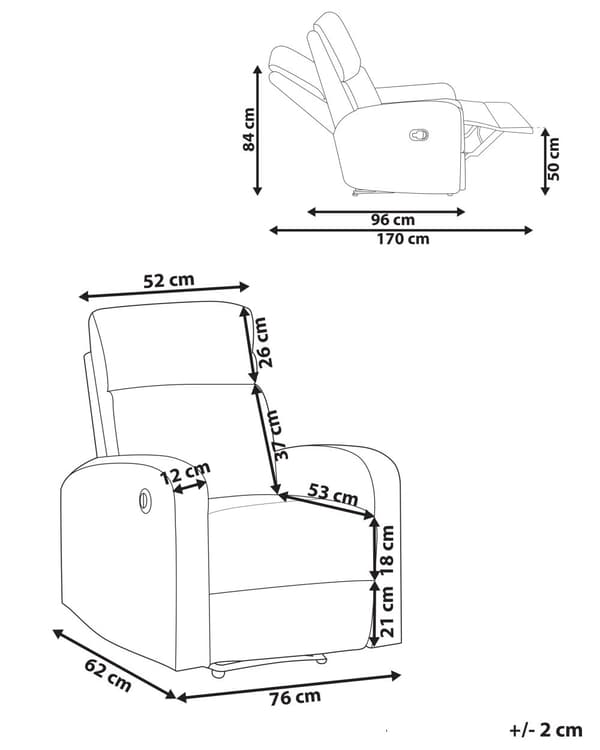 Elektrisk Recliner Fåtölj Beige Sammetsklädsel Enkel Sits Modern Design Relax Funktion
