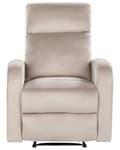 Miniatyrbild 5 av 11: Elektrisk Recliner Fåtölj Beige Sammetsklädsel Enkel Sits Modern Design Relax Funktion