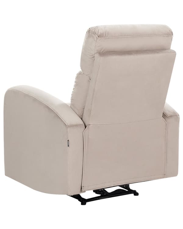 Elektrisk Recliner Fåtölj Beige Sammetsklädsel Enkel Sits Modern Design Relax Funktion